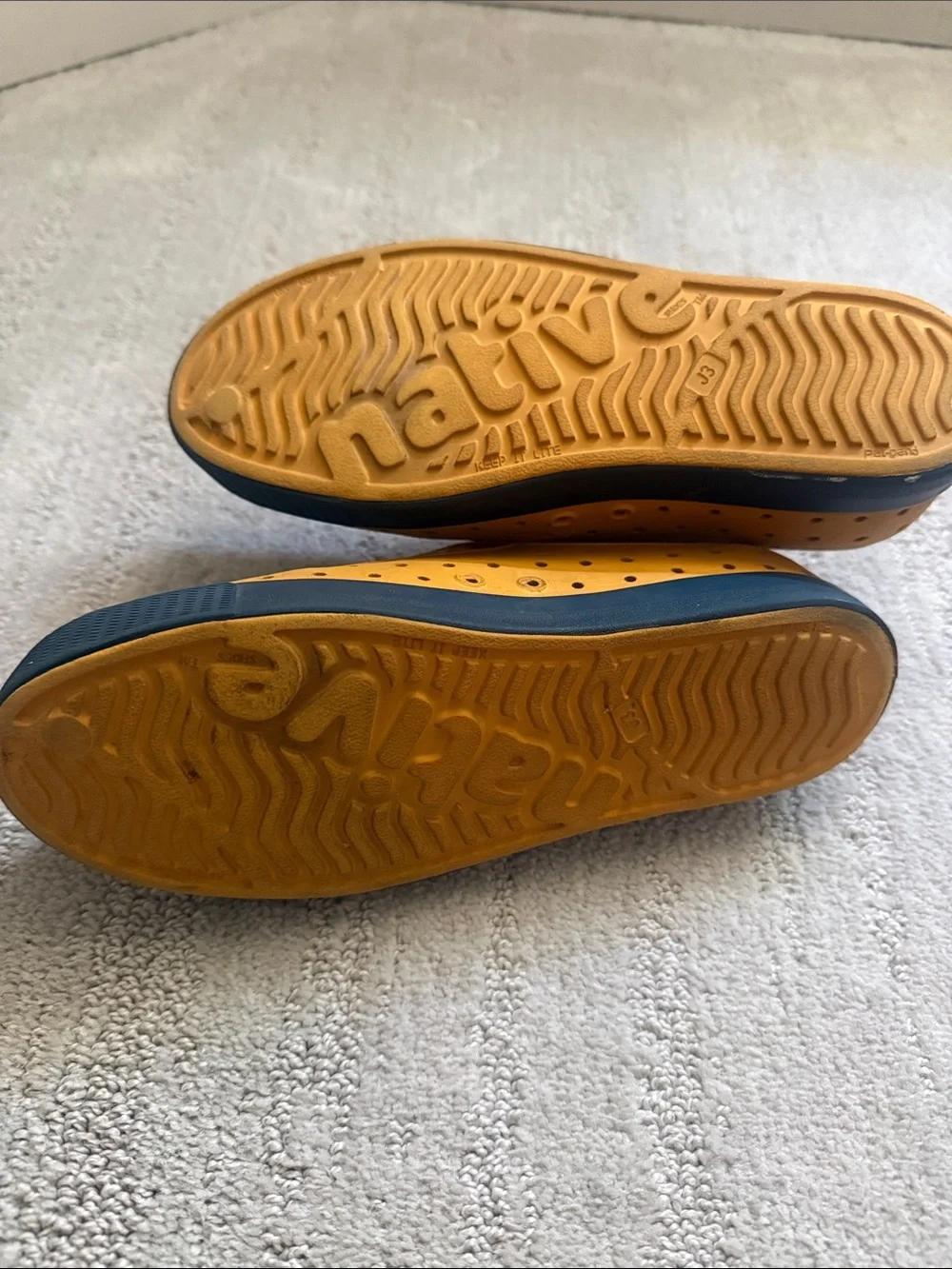 Native Kids Slip-On Water Shoes in Mustard and Navy Toe